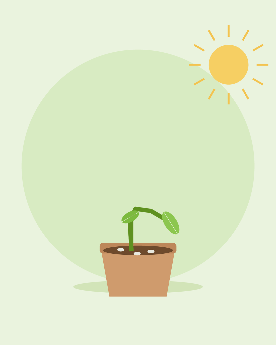 Flat illustration of a seedling collapsed at the base in a pot with mould on the soil — damping off, from SeedsChoice