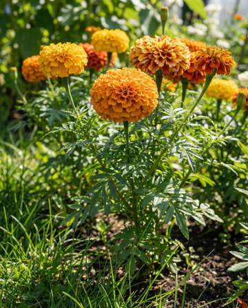 African Marigold Sunset Giants Mixed (Tagetes erecta) – organic annual flower seeds from SeedsChoice