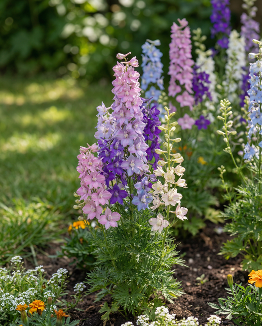 Larkspur Mixed Dwarf (Delphinium ajacis) – annual mix seeds from SeedsChoice