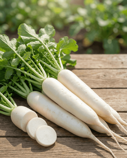 White Icicle Radish (Raphanus sativus) – annual vegetable seeds from SeedsChoice