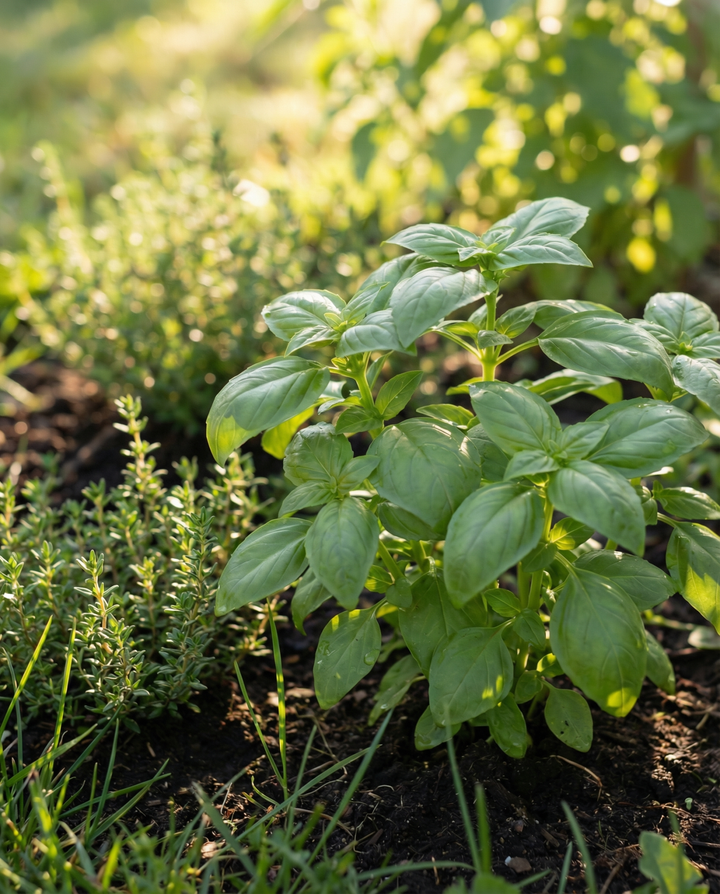 Kitchen Sweet Basil Winter Thyme seeds (Ocimum basilicum) – grow kit
